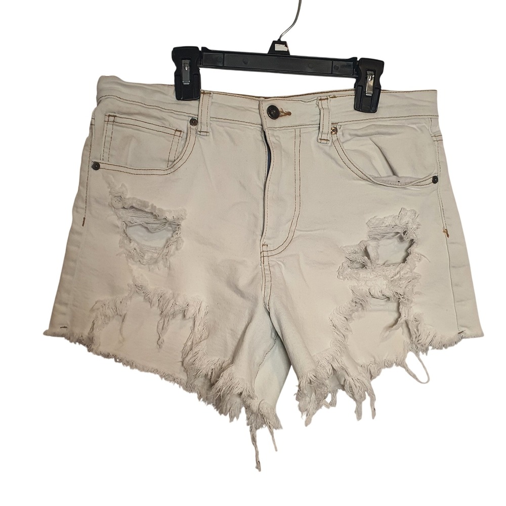 Kendall + Kylie Womens The Icon Short White Distressed Denim Cut Offs Size 11/30